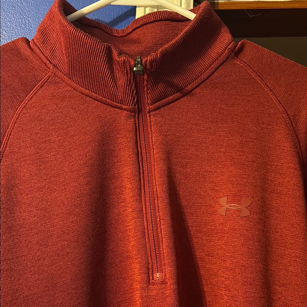 Under Armour Red Zip Up Sweater with Raglan Seams